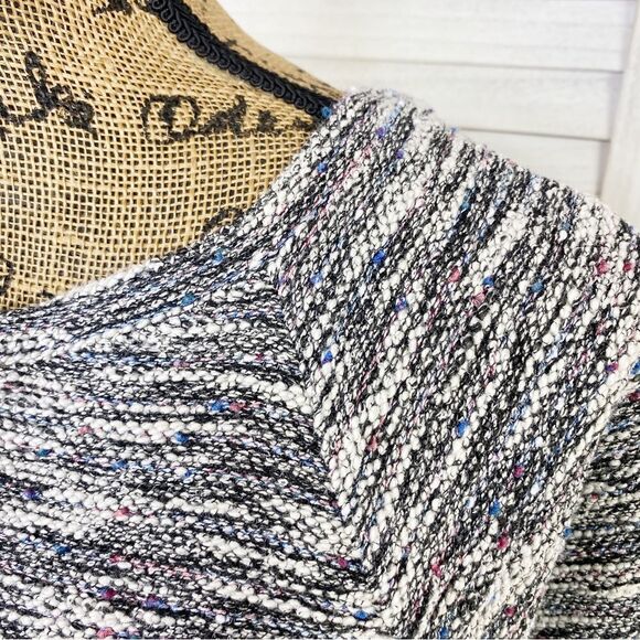 Loft Boucle Textured Bell Sleeve Knit Top Black Multi Large - Picture 2 of 12